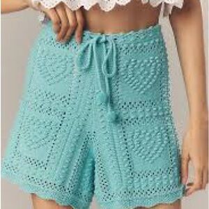 NWT FARM RIO Crochet Knit Women Shorts - Blue